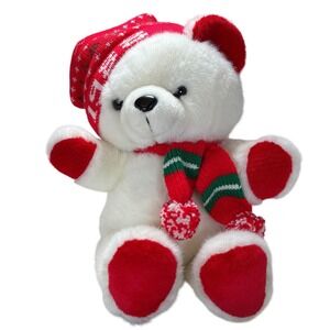 Vintage 1986 Kmart Our Christmas Bear Plush White Red Holiday Teddy Bear 13 inch